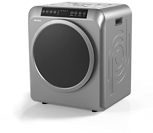 ROVSUN 13.2LB Portable Clothes Dryer, 3.5 Cu.Ft High End Front Load Tumble Laundry Dryer with LCD Touch Screen, Stainless Steel Tub for Apartment, Home, Dorm-110V, Luxury Grey