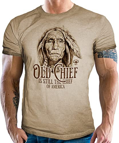 T-Shirt im Used Vintage Retro Look für Western und Indianer Fans - Indian Chief