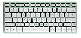 CHERRY KW 7100 MINI BT, Kompakte Multi-Device-Tastatur mit 3 Bluetooth-Kanälen, EU-Layout (QWERTY), Flaches Design, inkl. Transporttasche, Agave Green