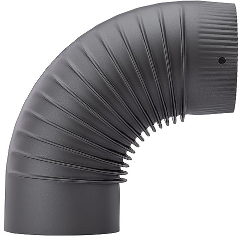 ProTermo Ofenrohr Stahlblech Kaminrohr Rauchrohr Set feuerfest lackiert (Anthrazit 90° Rohrbogen, Ø 120mm)