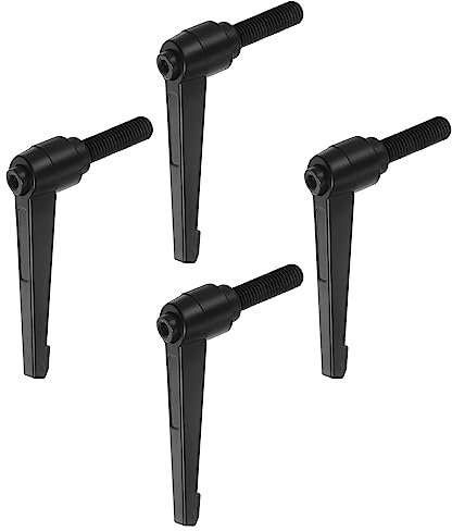 QUARKZMAN 4pcs Réglable Serrage Levier Poignées M12 x 60mm Homme Filetage Fileté Goujon Boulon Boutons Rotatif Vis Verrouillage Rapide Libérer Cliquet Pousser Bouton Poignée, Noir