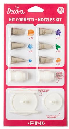 Decora, 0252045 Set Cornetti Pink 10 Stück, aus nahtlosem Edelstahl, zur Verwendung mit dem im Lieferumfang enthaltenen Standardadapter, zusammen mit dem kleinen und großen Blumenständer, Rosa