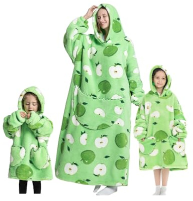 Surwin Übergroße Hoodie Decke für Herren Damen Kinder, Obst Oversized Extra Lang Tragbare Decke Weiche Warme Sherpa Sweatshirt Hoodie Decke mit Ärmeln und Tasche Kapuzenpullover