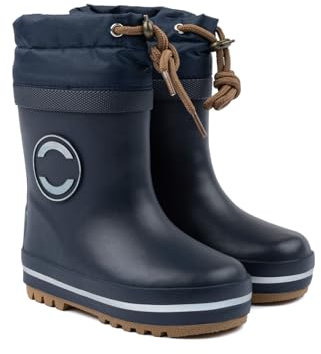 Mikk-line Stivali in gomma termica per bambini | Stivali invernali in gomma per bambini con lacci | Stivali di gomma imbottiti per bambini con dettagli riflettenti | Stivali da pioggia per bambini in