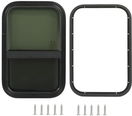 AceSupever Ventana de autocaravana, color negro, 590 x 390 mm, cristal templado tintado para caravana y caravana