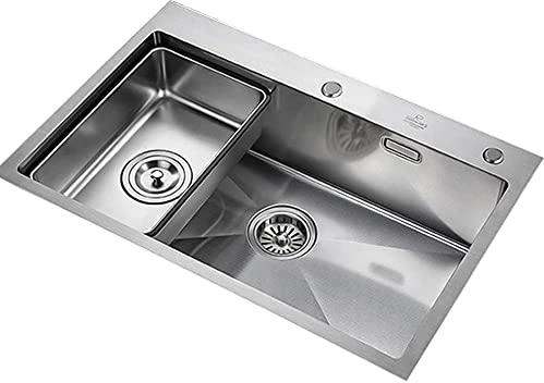 Lavello Da Cucina In Polimero Di Acciaio Inossidabile, Design Fatto A Mano Sottopiano Con Vasca Mobile, Scarico Deodorante Scarico Lavastoviglie Lavello Vasca Per Verdure, 68 * 46 Cm (Silver 78*48Cm)