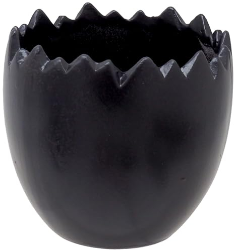 ZauberDeko Blumentopf Keramik Schwarz Eier Schale Gebrochen Tischdeko Ostern 9cm Hoch