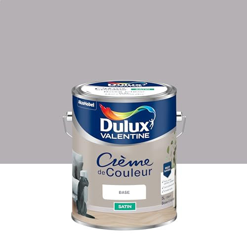 Dulux Valentine Crème de Couleur - Peinture multi-supports intérieure - Satin Gris d'Orage 5 L