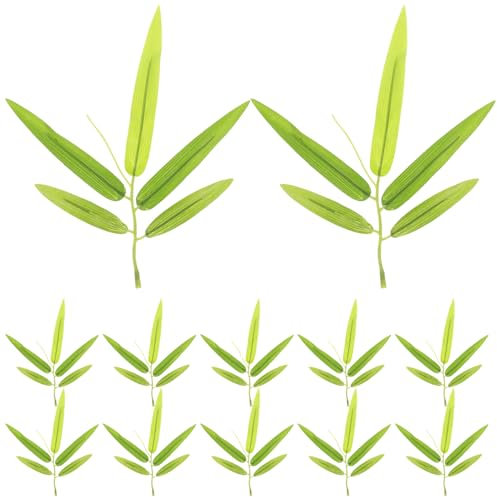 IMIKEYA Feuilles De Bambou Artificielles 20 Pièces Faux De Bambou Vert Plante De Verdure Haute Simulation pour Plateau De Sushi Hôtel Ferme Vent Décoration B