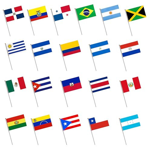 21 Paesi bandiera manovella dell'America Latina il giorno nazionale Festivo, Feste, sfilate, bandierine, eventi sportivi, decorazione bar bandierine latino america, bandierine