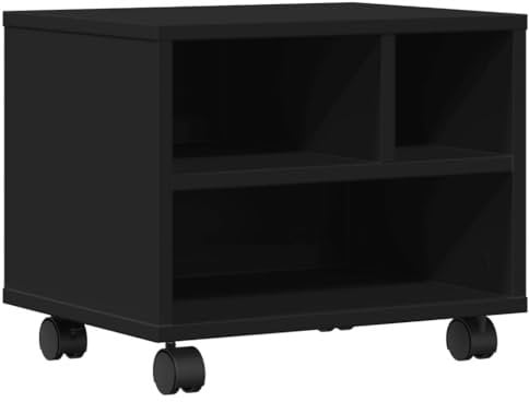 vidaXL Druckerständer mit Rollen, Druckertisch mit Stauraum, Druckerwagen für Büro Arbeitszimmer, Druckerhalter, Schwarz Holzwerkstoff