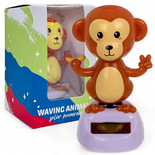 MIJOMA Solarbetriebene Wackelfigur - Bewegliche Figur mit Solarzelle, Kunststoff, 10 cm hoch, Keine Batterien notwendig, Für Fensterbretter, Autos & sonnige Plätze (AFFE Kawaii)