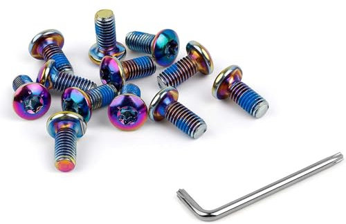 WJUAN 12 Stück M5 × 10 mm Fahrradschrauben, Bunt Legierter Stahl, Bremsscheiben schrauben, Starke Wärmeableitungsleistung, mit Schraubenschlüssel, Vorbau schrauben, Geeignet für Fahrräder