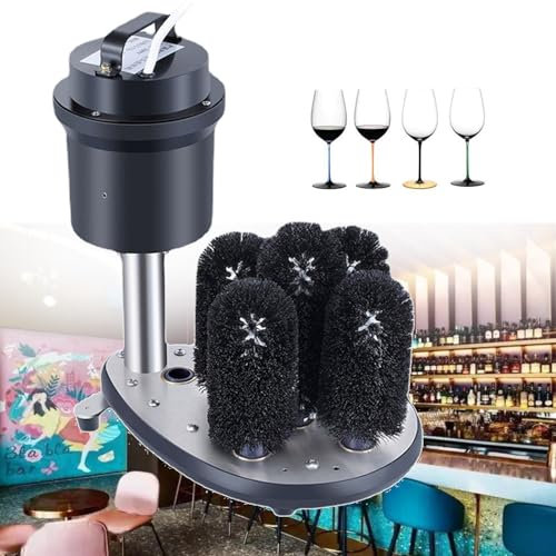 5 Brushes Electric Commercial Glass Cup Washer,Electric Stainless Steel Glass Washer Glass Cleaning Machine,Tabletop Bar Glass Washer for Wine Glass Beer Cup