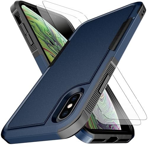 KaiMai for iPhone XS Case,iPhone X Case, [10 FT Military Grade Drop Protection] [Non-Slip] [2 pcs TPE HD Screen Protector] Heavy Duty Full-Body Shockproof Case for iPhone XS/iPhone X 5.8“-Blue