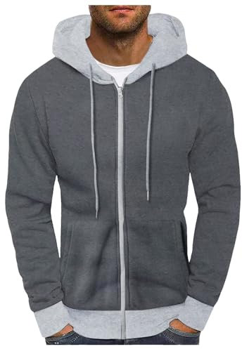 Männlicher Winter Farbblock Hoodie Farbblock Pullover Kordelzug Fleece Sweatshirt Sweatshirt Herren Solid (XXL)