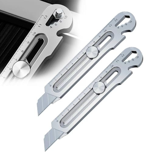 Cutter professionnel, Couteau utilitaire lourd multi-usage, Couteau universel en acier inoxydable, Cutter à tapis multi-usage multifonctionnel Box Cutter pour le bricolage, intérieur (2pcs)