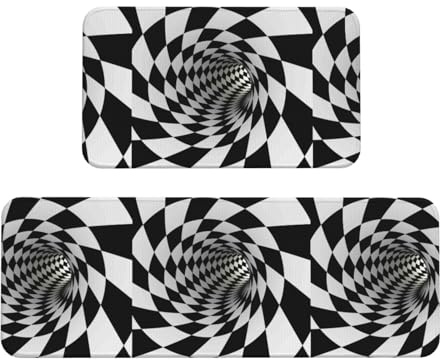 Salelf 3D Vortex Illusion Küchenmatten, gepolsterte Küchenteppiche für Boden, Anti-Ermüdungsmatte, wasserdichter Teppich für Küche, Büro, Spüle, Wäsche