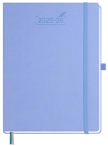 BEZEND Kalender 2025 2026 Wochenplaner A4, 18-Monate Buchkalender Juli 25-Dez 26, PU-Leder Hardcover 1 Woche 2 Seiten mit Stifthalter - Kornblume