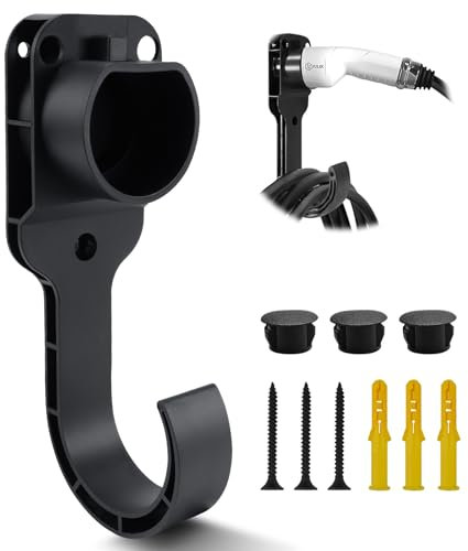 Typ 2 Wandhalterung EV Ladegerät Halterung, Robust und Langlebig Kabel Wandhalterung, Wallbox Kabelhalterung für Typ 2 Ladekabel, Schwarz