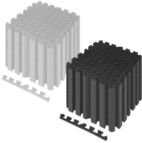 Suelo de goma EVA de 30 cm x 30 cm x 10 mm, 24 unidades, 2,16 m², alfombrilla de gimnasia, alfombra de rompecabezas, antideslizante, tatami, gimnasio, fácil de limpiar y resistente (negro)