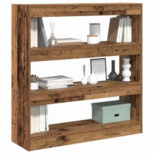 vidaXL Book Cabinet 3-Tier 100 x 30 x 103 cm Engineered Wood Old wood | Loads of space for your books, Weathered look adds natural charm, Use it as a room divider or a shelf