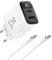 Chargeur USB C 25W - Affichage de Puissance 2 Ports Super Rapide Chargeur Mural USB C Cable 2M pour iPhone 16/15, pour Samsang Galaxy, Pad, PixeI, etc