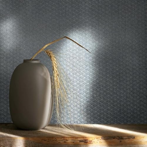 marburg Tapete Blau Grau Textiloptik mit Struktur Uni Modern für Wohnzimmer Schlafzimmer Küche 10,05 x 0,53