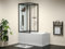 Vente-unique - Baignoire douche - Profilés noirs - L150 x P75 x H215 cm - 100 microjets et 6 gros jets - DARIA II