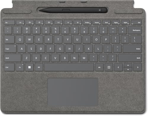 Microsoft Surface Pro Signature Keyboard w/Slim Pen 2 QWERTY Microsoft Cover Port Platino (PRO 8/9 Signature Copilot Type - Cover W/Slim Pen 2 Bundle PLATI) - Versione UK