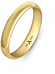 Amberta Massiv Italienische 14K 585er Gold Eheringe für Damen und Herren | Echte 585 Gold Trauringe für Sie und Ihn | Polierte Premium Gelbgold & Weißgold Ringe: 3.5 mm Gelbgold Ring Größe68,8