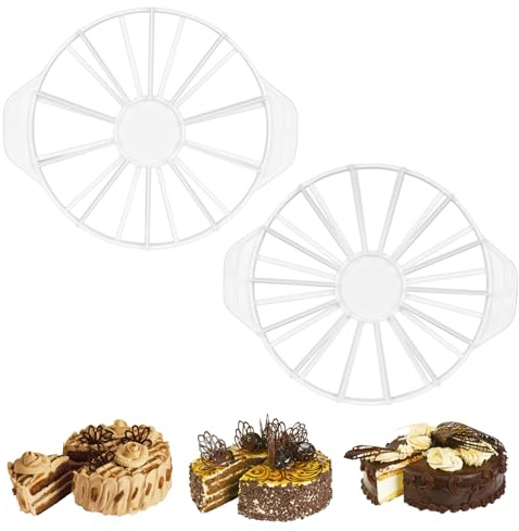 Trendecor Verstellbarer Kunststoff Kuchen Slicer 2 Stücke Rund Torteneinteiler, Kuchenteiler 10/12/14/16 Tortenstücke Wiederverwendbare Kuchenteiler Tortenschneider Backzubehör zum Dekorieren Gadget