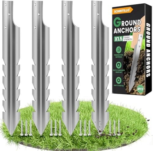 Ground Anchor Fence Post Spikes, 4PCS Swing Anchor for WoodenPost(4x42cm)