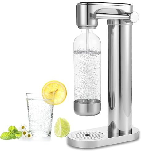 Pupdumm Soda Maker Sparkling Water Maker, Manual Stainless Steel Carbonation Machine for Home, Compatible with 60L Threaded CO₂ Cylinders (Not Included), Water Carbonator with BPA free PET Bottle