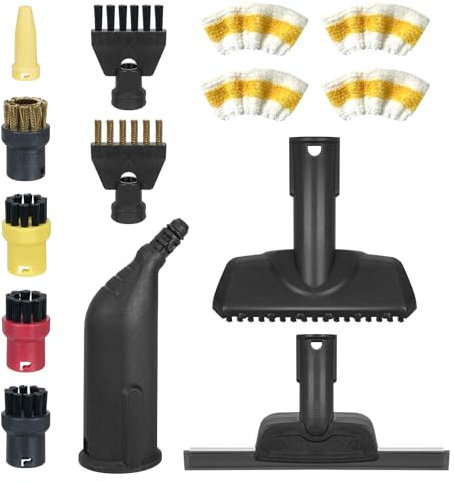 14 Pcs Accessories for Kärcher Steam Cleaner SC1 SC2 SC3 SC4 SC5, Included Hand Nozzle, Curved Nozzle/Crevice Brush/Round Brush/Window Nozzle/Microfiber Cloth, Steam Cleaner Accessories for Kärcher