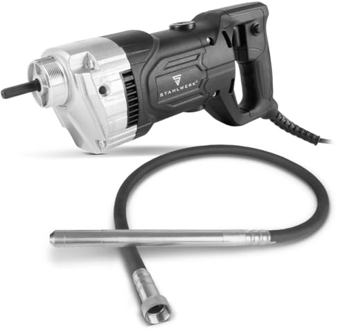 STAHLWERK Betonrüttler 900 Watt mit Rüttelflasche 35 mm - 4.000 U/min, 2 m Schlauchlänge, Innenrüttler für Betonbau, Fundamente, Bodenplatten, Wände, Decken, Pfeiler und Schalungen