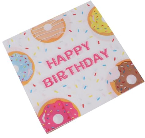 VICASKY 40 Bedruckte Papierservietten mit Donut Muster Flexible und Reißfeste Doppel Lagen Servietten für Party und Geburtstag Niedliches Design Vierfach Gefaltet