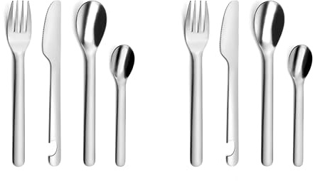 Amefa Mobil'Pocket Set de 4 Cubiertos portátiles, Acero Inoxidable (Paquete de 2)
