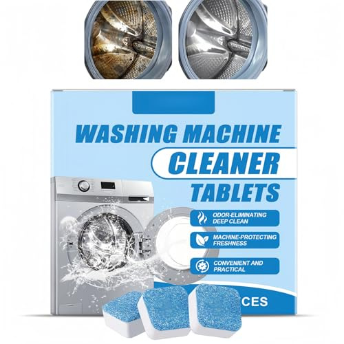 Washing Machine Cleaner Tablets Deep Clean,Washer Deep Cleaning Tablets,12 Pack Washing Machine Descaler & Washer Cleaner for HE,Top Load and Front Load,Removes Odor,Grime,Limescale,Septic Safe