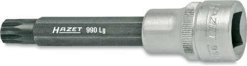 HAZET Schraubendreher-Steckschlüsseleinsatz 990LG-6, Lange Ausführung | 1/2 Zoll (12,5 mm) Vierkant hohl, Antrieb 1/2 Zoll (12,5 mm) Vierkant hohl, Abtrieb Innen Vielzahn Profil XZN, Ø 23 mm, 84 g