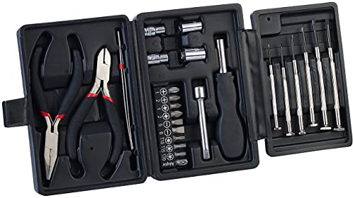 AGT Mini Werkzeug Set: 26-teiliges Werkzeug-Set in praktischer Klapp-Box (Werkzeugset, Werkzeugset klein, Kleines Haushalt)