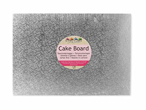 FunCakes Semelle à gâteau rectangulaire 35 cm x 25 cm x 4 mm, Argent/Gris