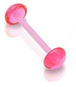 ile aux piercings Piercing Langue Barbell Demi Boule Flexible Transparent Rose Acrylique