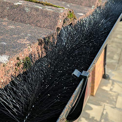 GroundMaster Gutter Guard Brush - Drain Downpipe Leaves Filter (20m (65.5ft), Black)