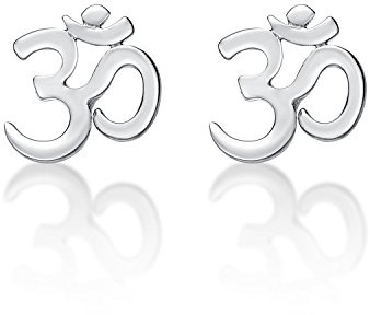 Diamond Treats Om Ohrstecker in 925 Sterling Silber, Silber, Gelbgold oder Roségold Om Ohrschmuck, süße Ohrstecker für Damen und Mädchen