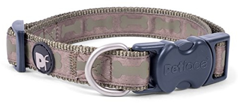 Petface Tonal Bones Pattern Dog Collar, Medium, Country Green