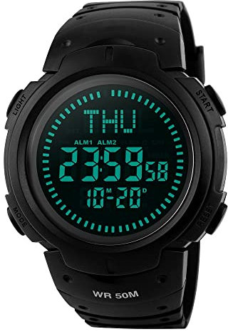 TONSHEN Kompass Uhr 50M Wasserdicht Multifunktionale Outdoor Militär Sport Uhren LED Digital Armbanduhr Zeit Alarm Plastik Uhr Countdown EL Licht