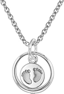 trendor Taufring Anhänger Babyfüße mit Kinder-Halskette 925 Silber zauberhafter Taufschmuck für Mädchen, Jungen oder Mütter, tolle Geschenkidee zur Taufe, 08467
