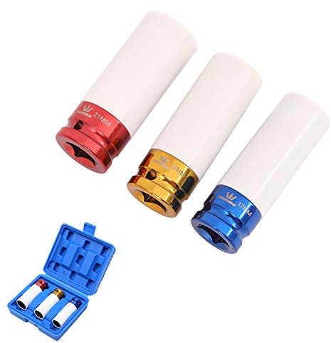 Juego de dados de impacto de rueda de aleación TOPWAY 3 piezas 1/2Drive 17mm 19mm 21mm Oro Rojo Azul Cromo Vanadio Acero…
