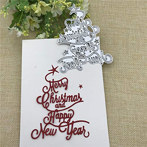 Gemini_mall Stanzformen für Kartenherstellung, Frohe Weihnachten Happy New Year Brief DIY Scrapbooking Papier Karten Fotoalbum Dekor Kunst Handwerk Prägeschablone Stanzschablone Geschenke Silber